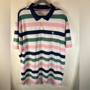 Izod Golf Polo Shirt Mens XL Stretch Multi-Color Short Sleeve Polyester Blend